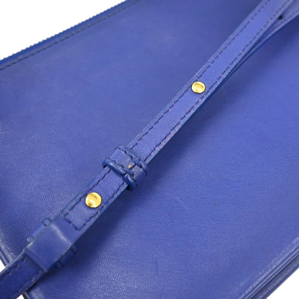 Celine Blue Leather Trio Shoulder Bag P.LA.0144 NQ03300 BNN07 - Picture 3 of 11